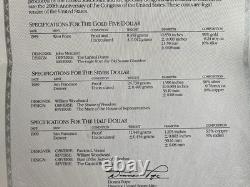 Ensemble de 6 pièces en preuve et non circulées du bicentenaire du Congrès des États-Unis de 1989 ! Or et argent
