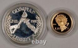 Ensemble de deux pièces commémoratives rares des Jeux olympiques de 1988 en or de 5 dollars, édition spéciale.