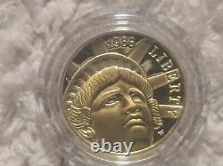 Ensemble de pièces Liberty des États-Unis de 1986 - Pièce en or de 5 $, pièce en argent de 1 $ et pièce en argent de 0,5 $ avec certificat d'authenticité et boîte