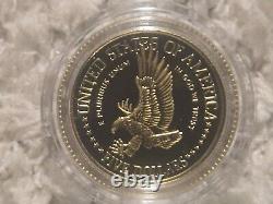 Ensemble de pièces Liberty des États-Unis de 1986 - Pièce en or de 5 $, pièce en argent de 1 $ et pièce en argent de 0,5 $ avec certificat d'authenticité et boîte