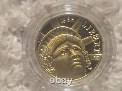 Ensemble de pièces Liberty des États-Unis de 1986 - Pièce en or de 5 $, pièce en argent de 1 $ et pièce en argent de 0,5 $ avec certificat d'authenticité et boîte