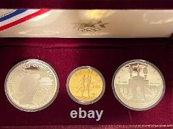 Ensemble de pièces commémoratives des Jeux olympiques de 1984 en or et argent, épreuve.