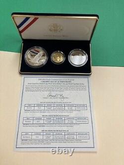 Ensemble de pièces commémoratives en or et en argent de l'Aigle à tête blanche de 2008 avec coffret et certificat d'authenticité