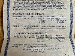 Ensemble de pièces de preuve de la Constitution des États-Unis de 1987 ! Nous, le peuple $5 en or et $1 en argent