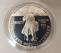 Ensemble de pièces en preuve de 3 pièces du quincentenaire de Christophe Colomb de la Monnaie des États-Unis de 1992 avec OGP et COA Ensemble de pièces en preuve de 3 pièces du quincentenaire de Christophe Colomb de la Monnaie des États-Unis de 1992 avec OGP et COA