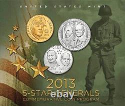 Ensemble de preuves commémoratives de 3 pièces de monnaie étoilées 5 étoiles de 2013 dans une boîte OGP/COA (5G7)