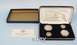 Ensemble de preuves commémoratives de 4 pièces des Jeux olympiques de 2002 en or et en argent avec certificat d'authenticité.