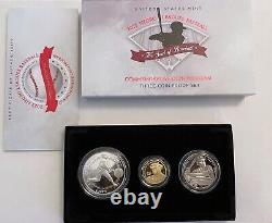 Ensemble de preuves de 3 pièces commémoratives de baseball des ligues nègres de 2022 en or et argent avec emballage d'origine (OGP) 22CP
