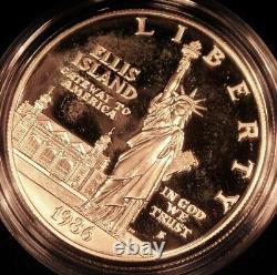 Ensemble de preuves de 3 pièces de la Liberté Ellis Island de 1986 en or de 5 $, en argent de 1 $ et de 50 cents avec boîte et certificat d'authenticité - 1 propriétaire.