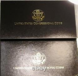 Ensemble de preuves de 3 pièces du Congrès des États-Unis de 1989 Or 5 $, Argent 1 $/50 c BOÎTE COA 1 PROPRIÉTAIRE