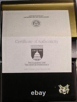 Ensemble de preuves de 3 pièces du Congrès des États-Unis de 1989 Or 5 $, Argent 1 $/50 c BOÎTE COA 1 PROPRIÉTAIRE