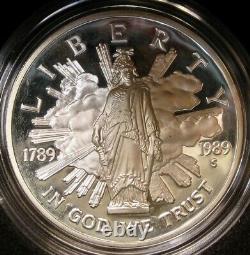 Ensemble de preuves de 3 pièces du Congrès des États-Unis de 1989 Or 5 $, Argent 1 $/50 c BOÎTE COA 1 PROPRIÉTAIRE