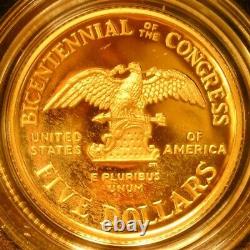 Ensemble de preuves de 3 pièces du Congrès des États-Unis de 1989 Or 5 $, Argent 1 $/50 c BOÎTE COA 1 PROPRIÉTAIRE