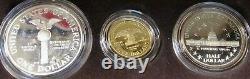 Ensemble de preuves de 3 pièces du Congrès des États-Unis de 1989 Or 5 $, Argent 1 $/50 c BOÎTE COA 1 PROPRIÉTAIRE