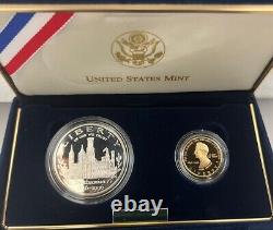 Ensemble de preuves de la 150e anniversaire du Smithsonian en argent de 1996 (US $1) et en or de 5 $ - GS2