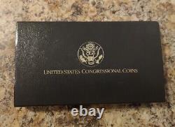 Ensemble de trois pièces commémoratives UNC de 1989 du Congrès américain en argent $1/2, $1 et en or $5