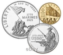 Ensemble de trois pièces en épreuve du 250e anniversaire du Corps des Marines des États-Unis de 2025. Pré-vente
