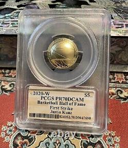 Ensemble en or et argent de la Hall of Fame du basketball 2020 PCGS 70 Premier Coup Kunz Sig