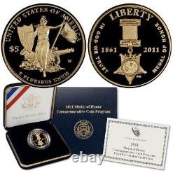 États-Unis 5 dollars 2011, PROOF, Médaille d'honneur pièce en or avec boîte et certificat d'authenticité