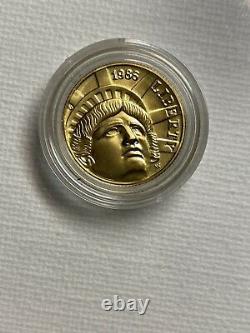 États-unis 1986-w Unc. Statue De La Liberté $5 Proof Gold Coin. 2418 Oz. 900 Pure D'or