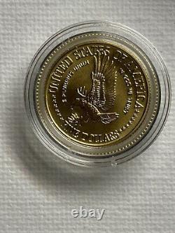 États-unis 1986-w Unc. Statue De La Liberté $5 Proof Gold Coin. 2418 Oz. 900 Pure D'or