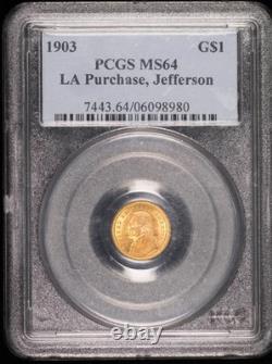 Exposition commémorative de l'achat de la Louisiane de 1903 PCGS MS-64 Dollar en or