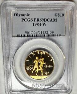 Exquis 1984-W Olympique $10 Or Dix Dollars Commémoratif PCGS PR69 DCAM