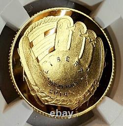 Exquis 2014-W $5 Or Preuve Baseball Hall of Fame NGC PF-70 Ultra Cameo