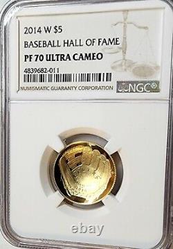 Exquis 2014-W $5 Or Preuve Baseball Hall of Fame NGC PF-70 Ultra Cameo