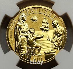 Exquise pièce commémorative en or de 10 $ Mayflower 2020-W Reverse Proof NGC PF-70 ER