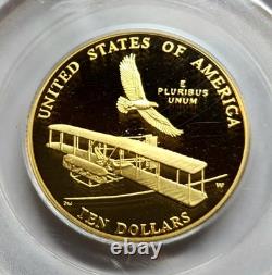 Exquise pièce en or de 10 $ de 2003-w Premier Vol Pcgs Proof Pr-70 Dcam, Frères Wright