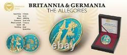 Germania 2019 5 Mark Germania & Britannia Space Bleu & Or 1 Oz Argent Pièce
