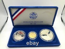 Gold Coin États-unis Liberty Coins 1886 1986 3 Pièce Proof Set With Case