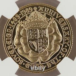 Grande-bretagne 1989 Preuve Or Souverain Monnaie Ngc Pf70 500ème Anniversaire Date Key