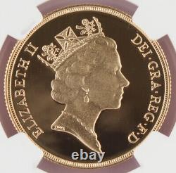 Grande-bretagne Royaume-uni 1988 2 Livre/souverain 0,47 Oz Agw Gold Proof Coin Ngc Pf69 Uc
