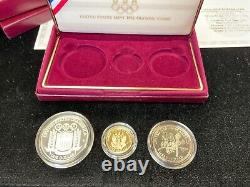 Jeu Olympiques XXV 1992 Ensemble commémoratif de 3 pièces en argent-or épreuve
