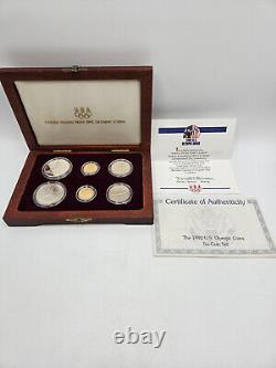 Jeu de 6 pièces commémoratives en or de 5 $/UNC des Jeux Olympiques de 1992, 1 $ en argent, 0,50 $.