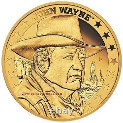 John Wayne 1/4 Oz Gold Coin Proof Tuvalu 2019 Premier Jour D’émission Mintage 1000