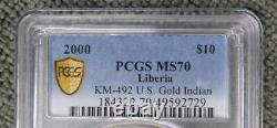 KM-492 U. S GOLD $10 Indian PCGS MS70 Liberia 1/10 oz TOP POP 1 of 6 faible tirage