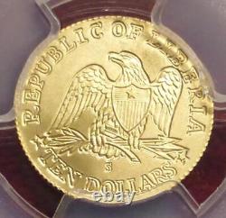 KM-492 U. S OR $10 Indien PCGS MS70 Libéria 1/10 oz TOP POP 1 de 8 FAIBLE MINTAGE