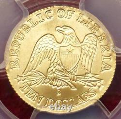 KM-492 U. S OR $10 Indien PCGS MS70 Libéria 1/10 oz TOP POP 1 de 8 FAIBLE MINTAGE