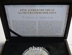 King Alfred The Great 5oz Silver Commemorative Medal/coin 24ct Gold Plaing Coa