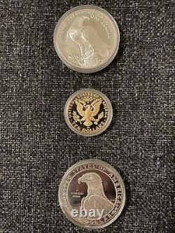 L. A. Jeux Olympiques 1984-s $10 Or, Et 1983-s & 1984-s $1 Argent, 3-coin Proof Set