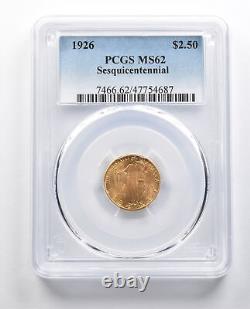 MS62 1926 $2.50 Indépendance Sesquicentenaire Or Commémoratif PCGS 9801