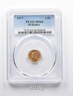 MS64 1917 $1 McKinley Gold Commemorative Dollar PCGS 1355	
 <br/><br/>Traduction en français: MS64 1917 $1 Dollar commémoratif en or McKinley PCGS 1355