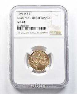 MS70 1995-W $5 Jeux olympiques Flambeau Runner Gold commémoratif NGC 3761