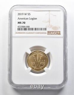 MS70 2019-W $5 Légion américaine Commémorative en or NGC 2055