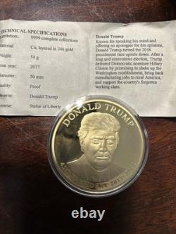 Médaille commémorative dorée à l'or 24K de la Monnaie américaine avec boîte de collection