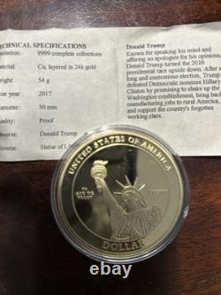 Médaille commémorative dorée à l'or 24K de la Monnaie américaine avec boîte de collection