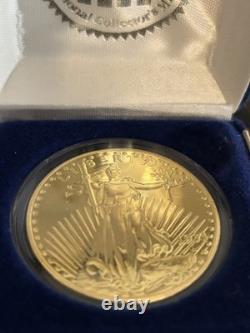 Médaille commémorative dorée à l'or 24K de la Monnaie américaine avec boîte de collection